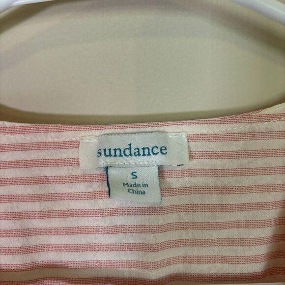 Sundance Julia Top Size‎ S Gingham Shirt Smocked Peplum Blouse Boho Peach Pink - Picture 2 of 9